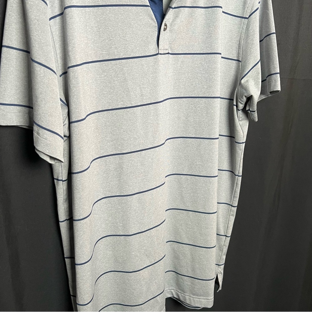 Rule 18- Men’s Golf Polo- Gray & Blue Stripe- Large - Picture 7 of 9
